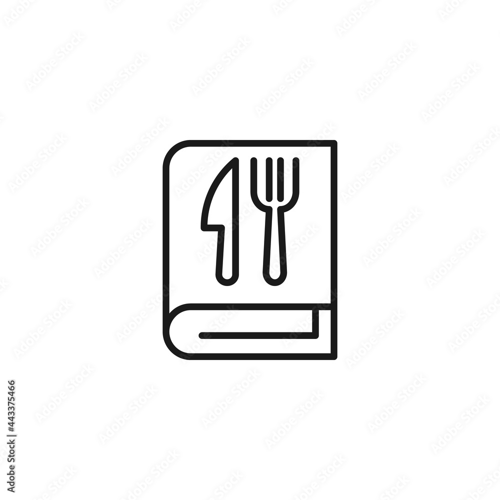 Cookbook with recipes and fork and knife on cover Cookbook with recipes and fork and knife on cover