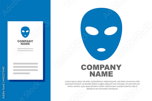 Blue Alien icon isolated on white background. Extraterrestrial alien face or head symbol. Logo design template element. Vector