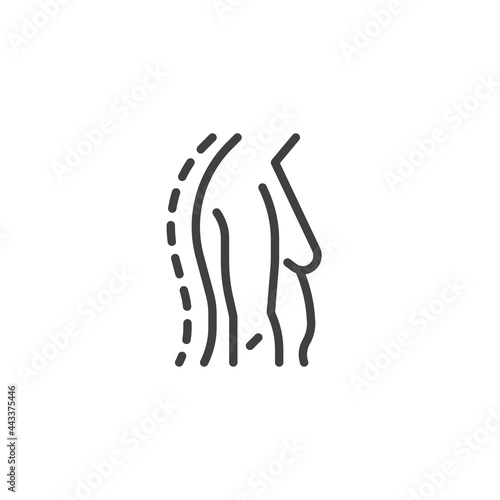 Woman incorrect posture line icon