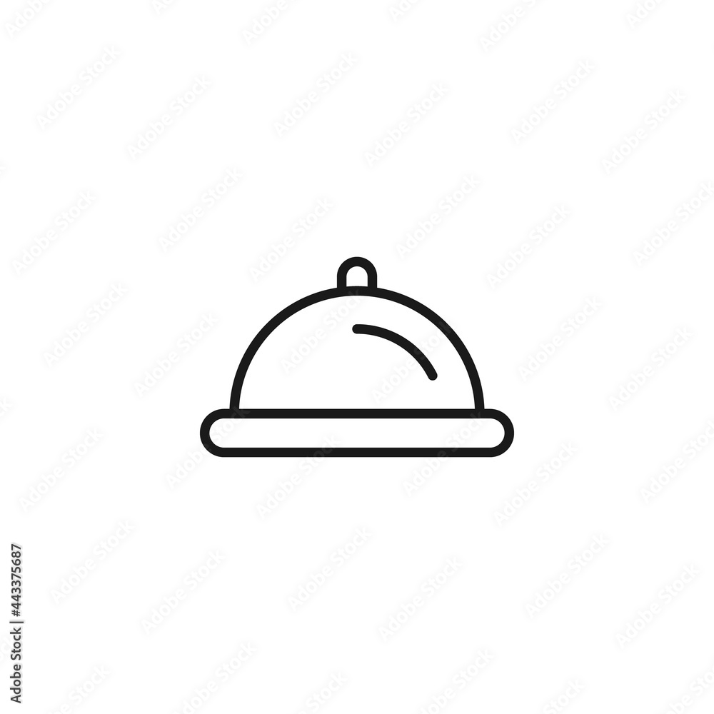 Line icon of bowl with big cloche in resraurant Line icon of bowl with big cloche in resraurant