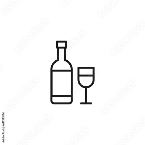 Line icon of bootle of wine and glass