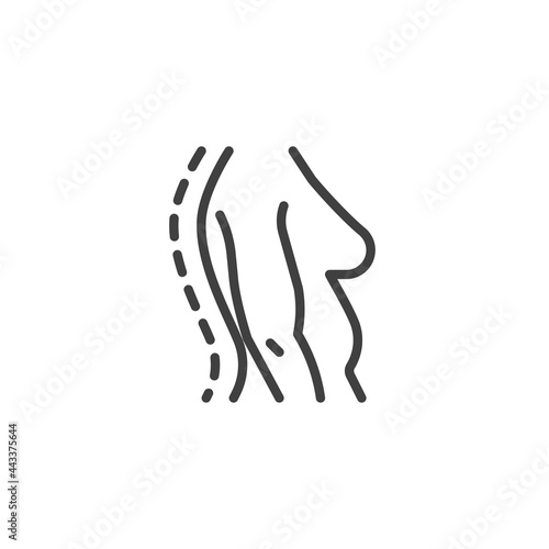 Woman bad posture line icon