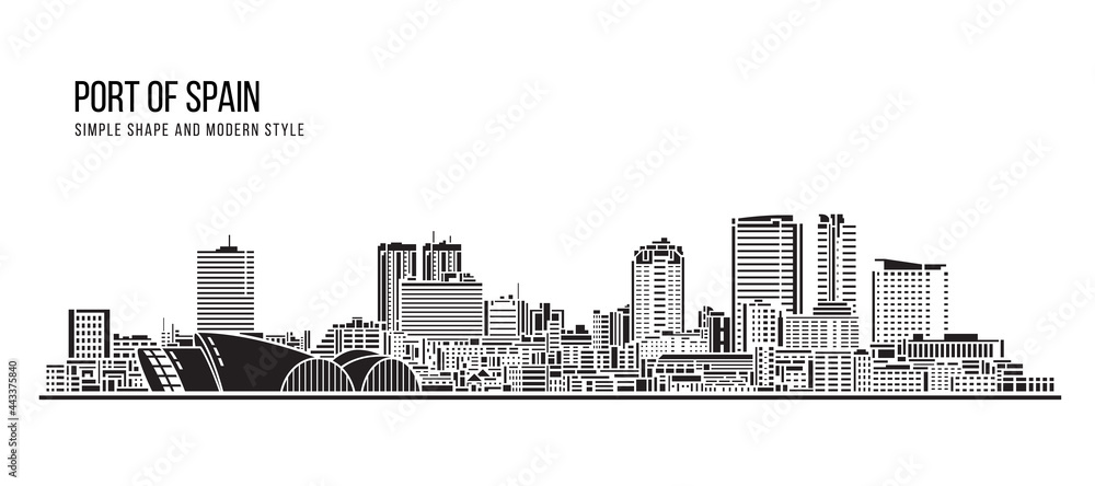 Cityscape Building Abstract Simple shape and modern style art Vector design -  Port of Spain city