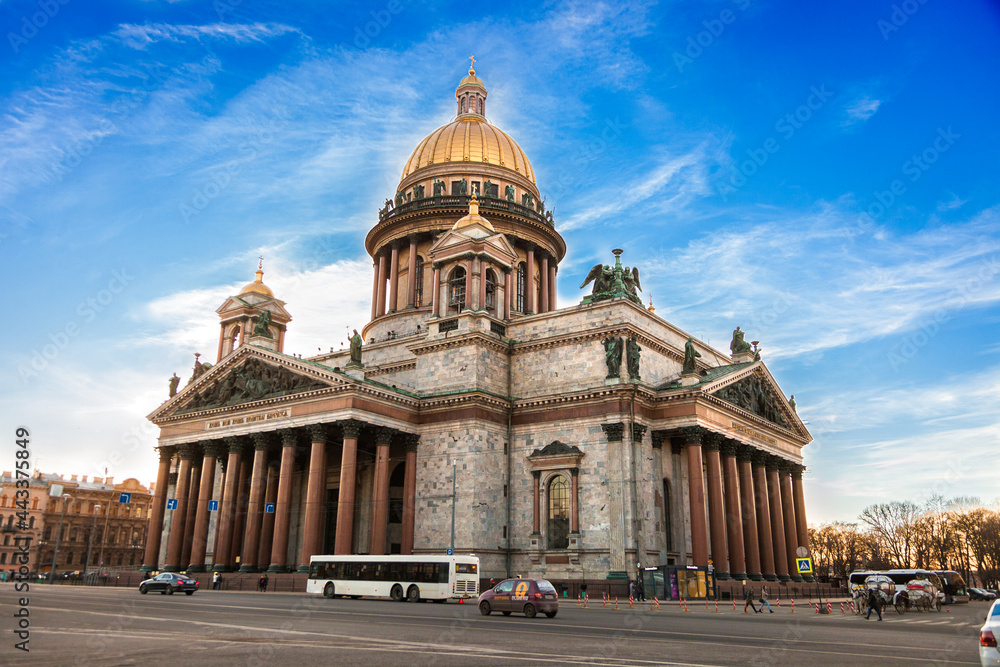st. Isaac's cathedral in St. petersburg against the blue sky