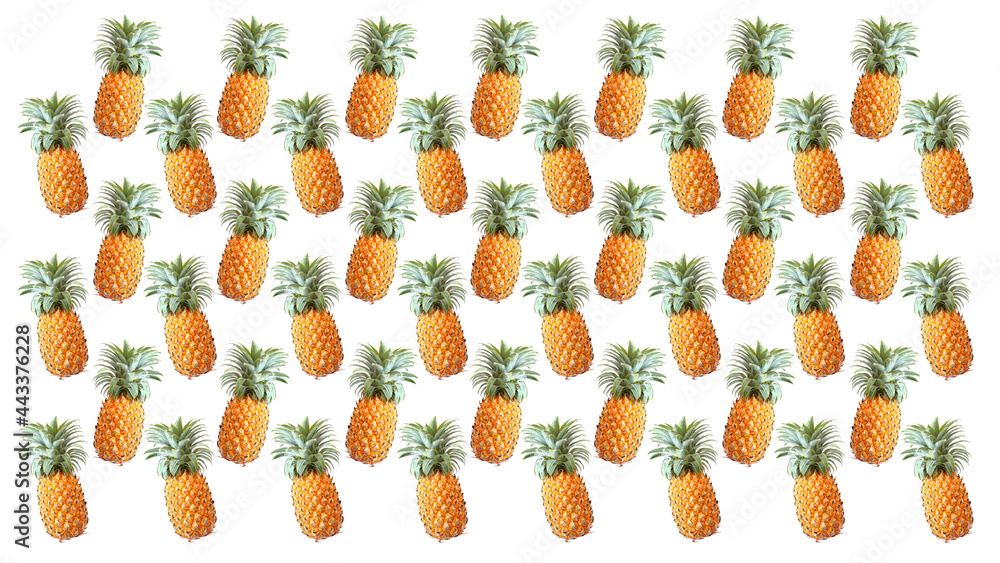Pineapple isolated on a white. Fruit designed background