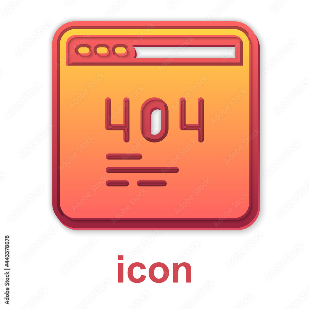 Gold Page with a 404 error icon isolated on white background. Template reports that the page is not found. Vector Gold Page with a 404 error icon isolated on white background. Template reports that the page is not found. Vector