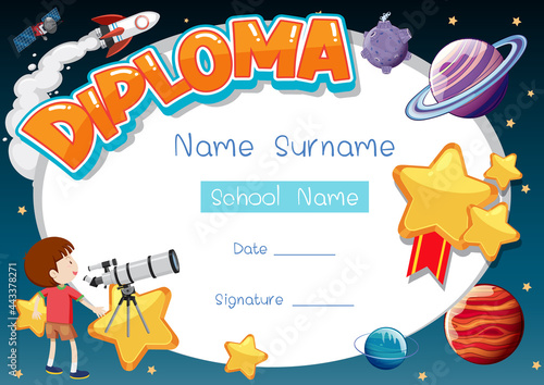 Diploma or certificate template for school kids