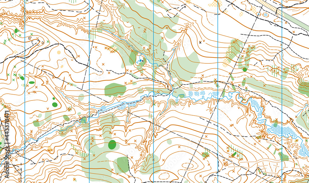 Obraz premium Detailed fragment of color abstract vector topographic map