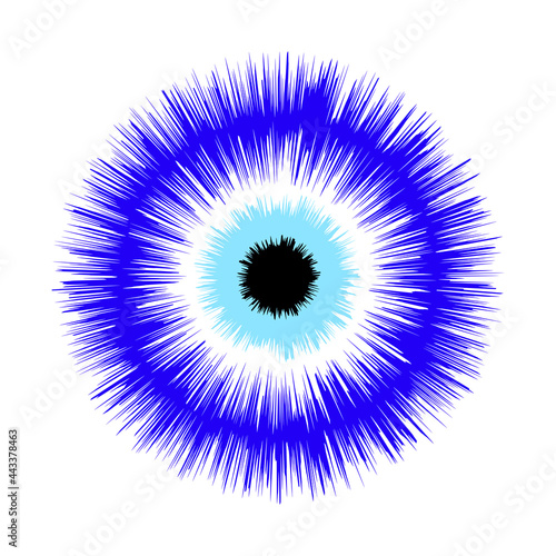 Craft hand drawn Turkish evil eye. Mandala greek evil eye. Symbol of protection in Turkey, Greese, Cyprus. Blue Turkish Fatima's Eye. Amulet from evil eye. Nazar. Magic item, attribute