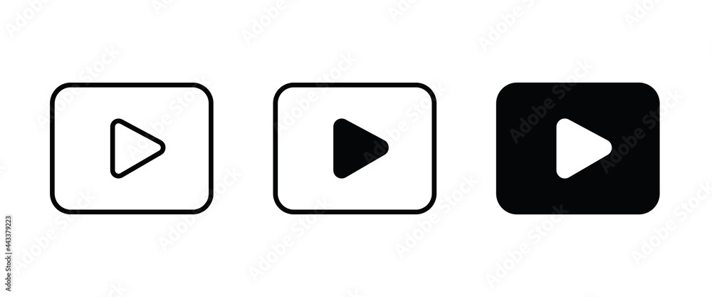 Play button vector icon. Video play icon Play button vector icon. Video play icon