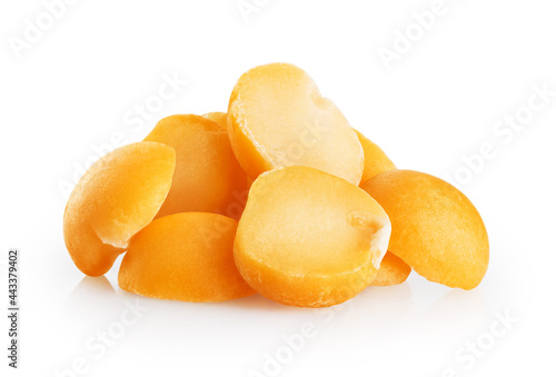 Yellow split peas isolated on white background. With clipping path.