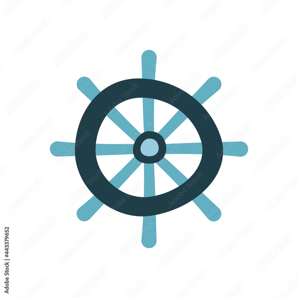 Hand drawn vector illustration of ship's wheel or helm isolated on white background. Hand drawn vector illustration of ship's wheel or helm isolated on white background.