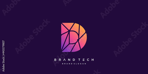 Letter D logo template for techonology company Premium Vector part 3