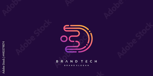 Letter D logo template for techonology company Premium Vector part 8