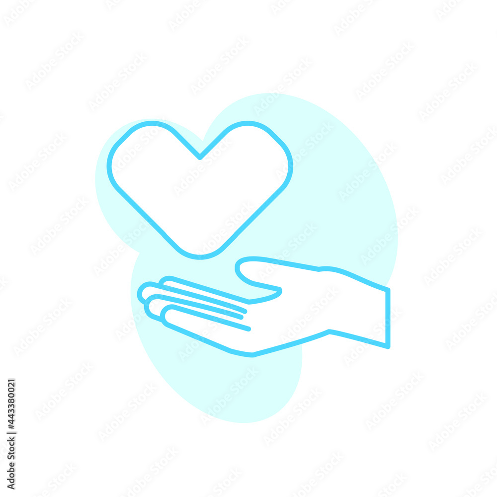 Illustration Vector graphic of hand and heart, love icon Illustration Vector graphic of hand and heart, love icon