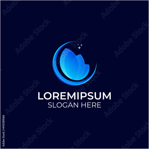 Leaf On The Moon Logo Template