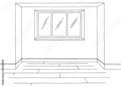 Room graphic black white home interior sketch illustration vector 