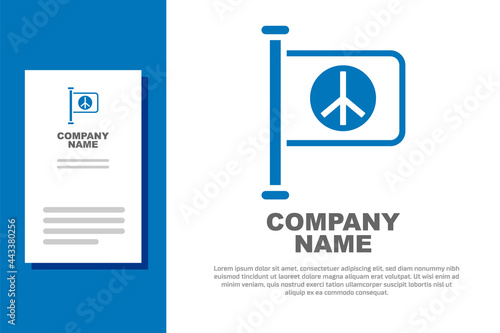 Blue Flag peace icon isolated on white background. Hippie symbol of peace. Logo design template element. Vector