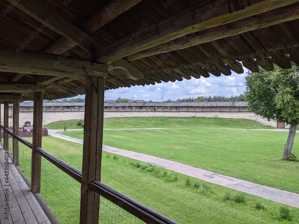 Fototapeta premium old castle in the village of the country pskov russia ancient tower bricks wall