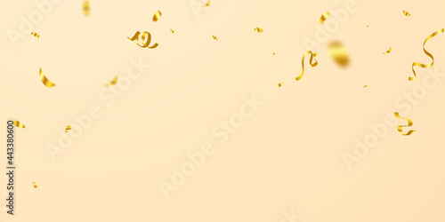 confetti gold celebration background template with ribbons. luxury greeting rich card.