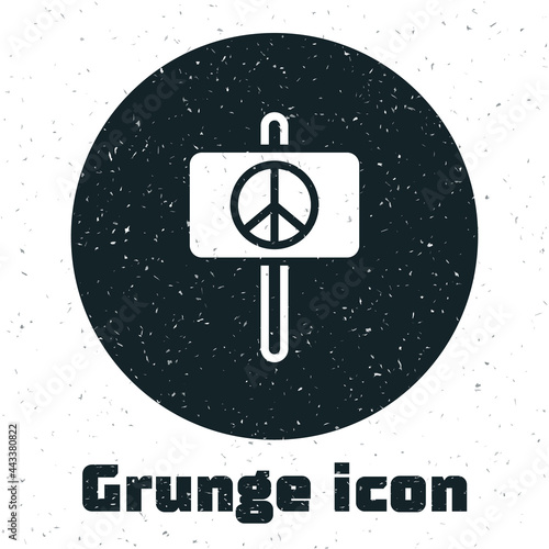 Grunge Peace icon isolated on white background. Hippie symbol of peace. Monochrome vintage drawing. Vector