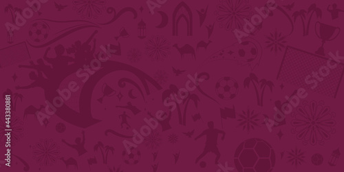 Football Pattern Background for banner, soccer championship 2022 in Qatar