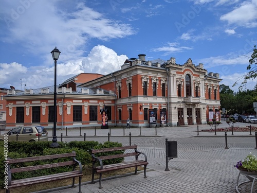 view of the town opera theatre old ancient pskov russia buildings