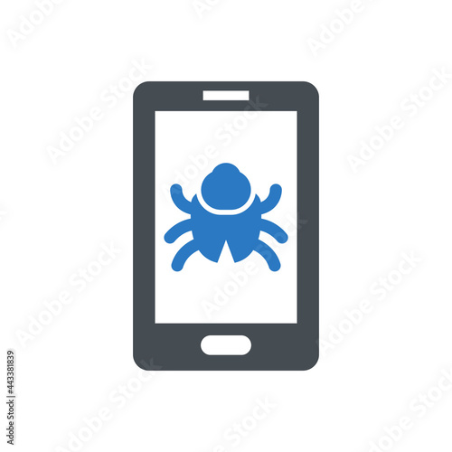 Mobile virus icon vector graphic illustration