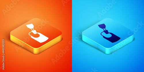 Isometric Milling cutter for manicure icon isolated on orange and blue background. Apparatus for manicure. Manicure tools. Vector