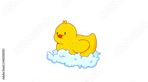 A very cute rubber duck in soap foam. Isolated vector image in eps format.