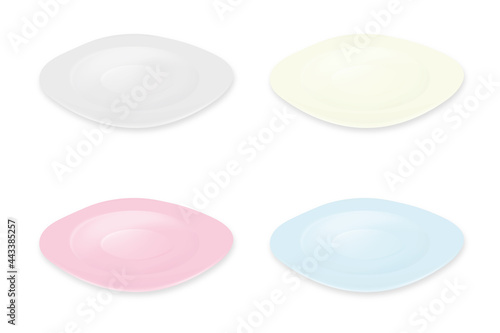 Set of colored plates isolated on white. Plates are rectangular, square. Vector illustration EPS10.