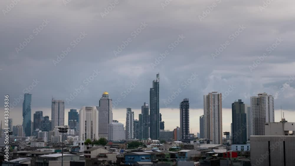 Heavy Rain Cloud Storm over City Skyline in Bangkok Thailand Heavy Rain Cloud Storm over City Skyline in Bangkok Thailand