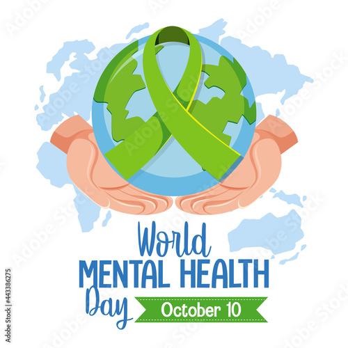 World Mental Health Day banner or logo isolated on white background
