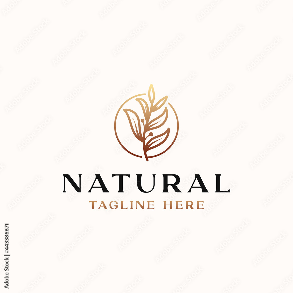 Olive Tree Gold Gradient Logo Template Isolated in White Background Olive Tree Gold Gradient Logo Template Isolated in White Background