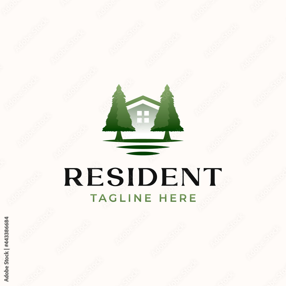 Green Resident Logo Template Isolated in White Background