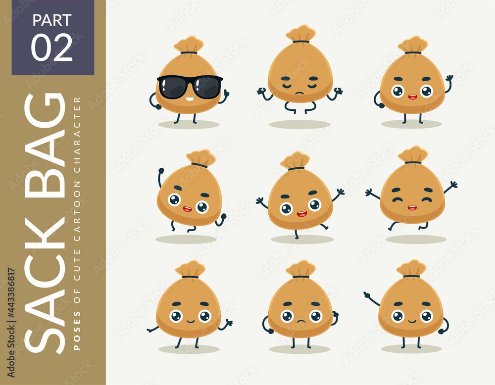 Fototapeta premium Mascot images of the Sack Bag. Second set. Vector Illustration