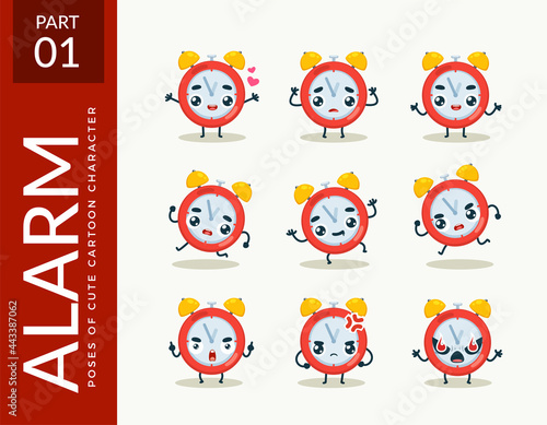Mascot images of the Alarm clock. First set. Vector Illustration