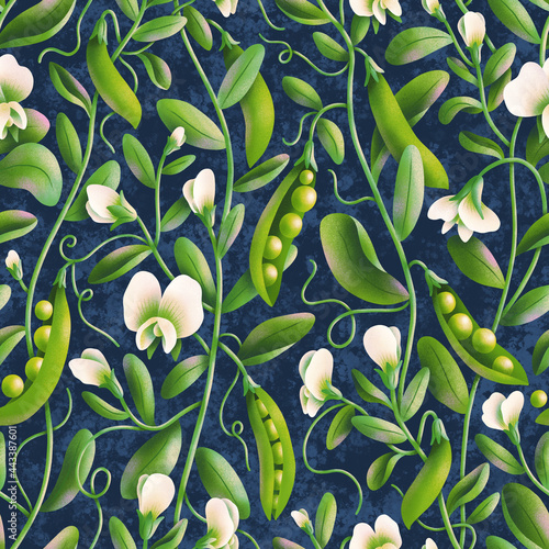 Fresh peas in my garden, illustration pattern