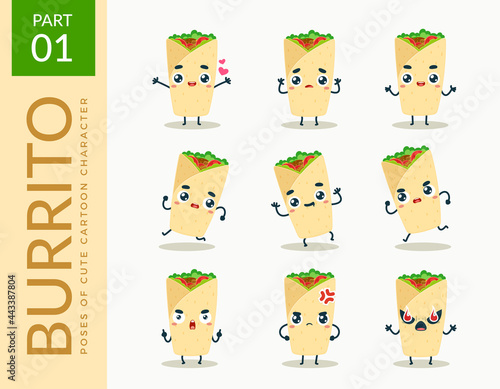 Mascot images of the Burrito. First set. Vector Illustration