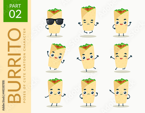 Mascot images of the Burrito. Second set. Vector Illustration