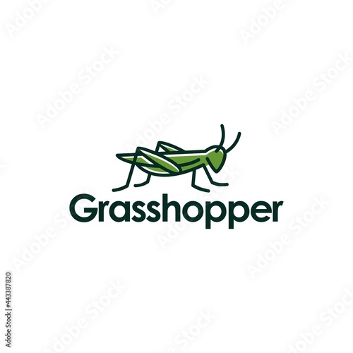 Fototapeta Grasshopper mantis logo, cricket insect icon in trendy minimal Geometric line li