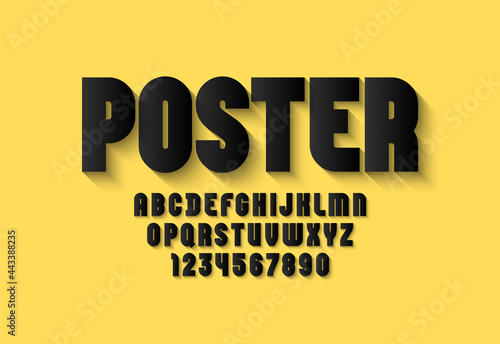 Original ultra bold font, trendy modern black alphabet, letters and numbers, vector illustration 10EPS