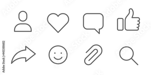 Social media line icon set. Isolated signs on white background. Vector illustration. Collection