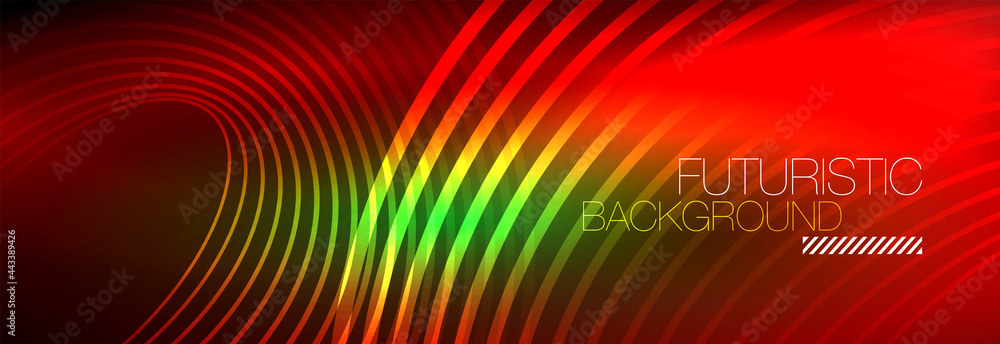 Dark abstract background with glowing neon circles. Trendy layout template for business or technology presentation, internet poster or web brochure cover, wallpaper Dark abstract background with glowing neon circles. Trendy layout template for business or technology presentation, internet poster or web brochure cover, wallpaper