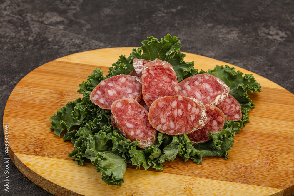 Iberian pork Fuet sausage slices Iberian pork Fuet sausage slices