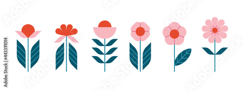 Set abstract flowers in scandinavian style element design