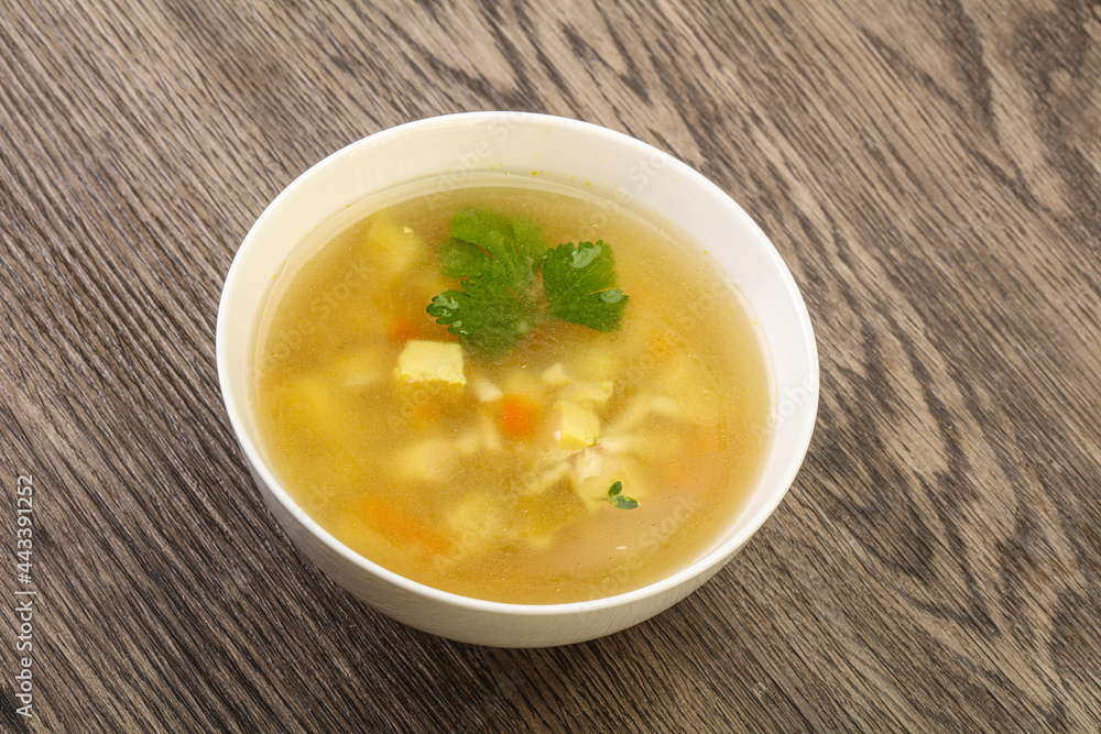Tasty chicken soup with carrot Tasty chicken soup with carrot