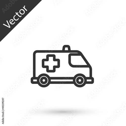 Wallpaper Mural Grey line Ambulance and emergency car icon isolated on white background. Ambulance vehicle medical evacuation. Vector. Torontodigital.ca