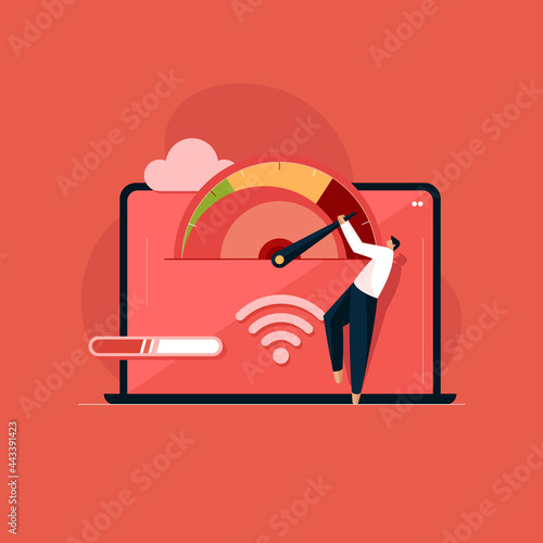 Online downloading and uploading speed test, website loading speed web template, internet speed check
