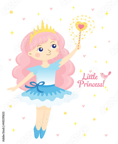 Cute little princess holding magic wand